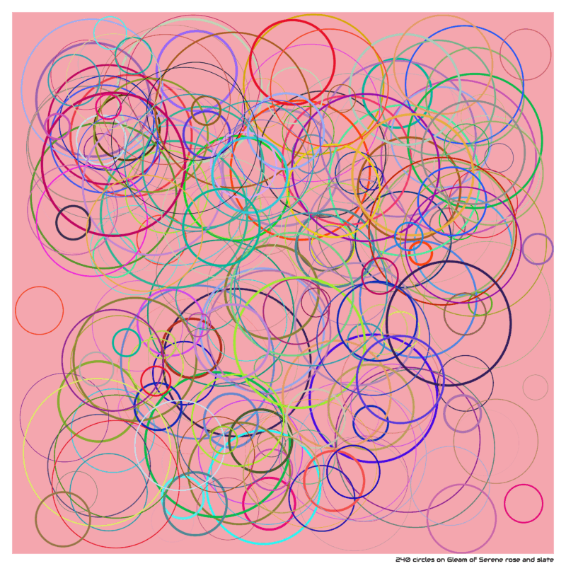 240 circles on Gleam of Serene rose and slate