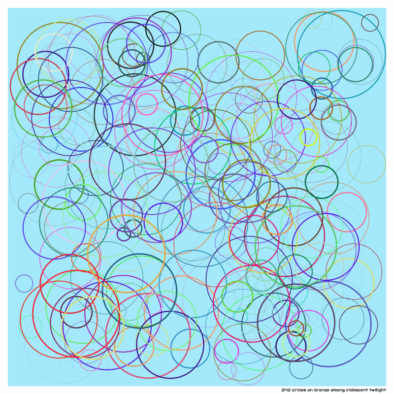 242 circles on bronze among Iridescent twilight