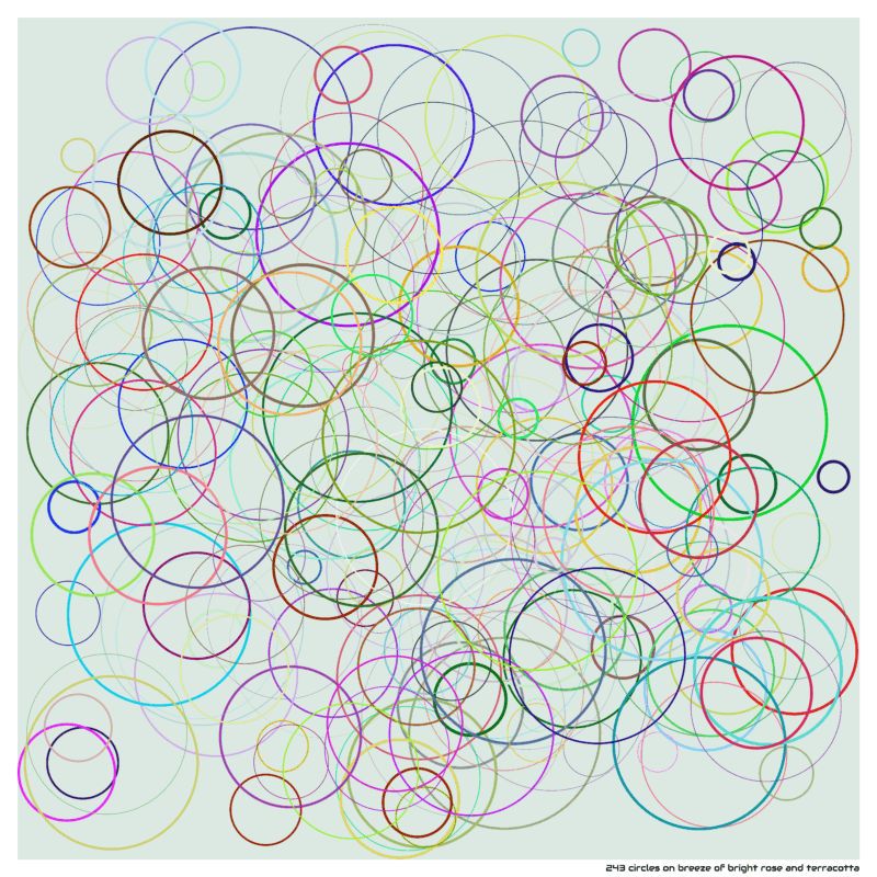 243 circles on breeze of bright rose and terracotta