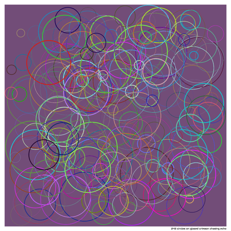 243 circles on glazed crimson chasing echo