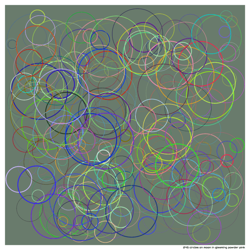 245 circles on moon in gleaming powder pink
