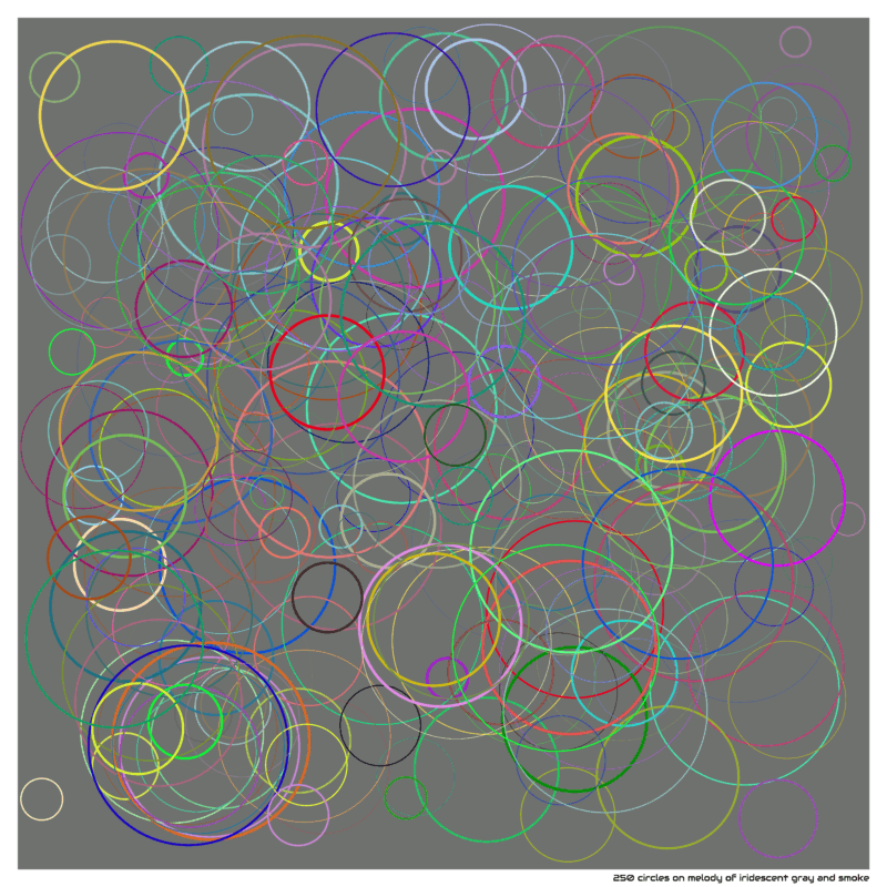 250 circles on melody of iridescent gray and smoke