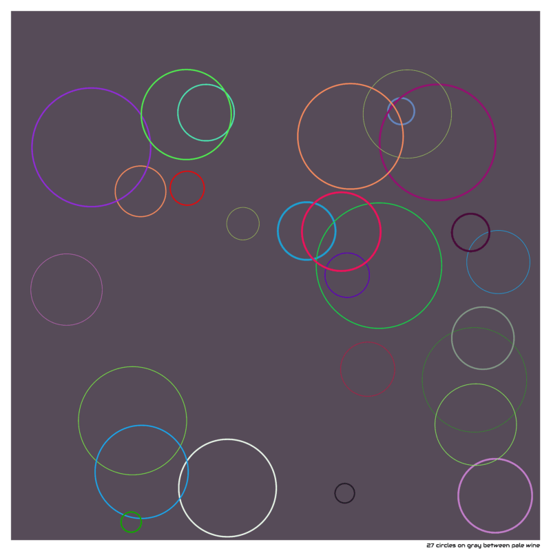 27 circles on gray between pale wine