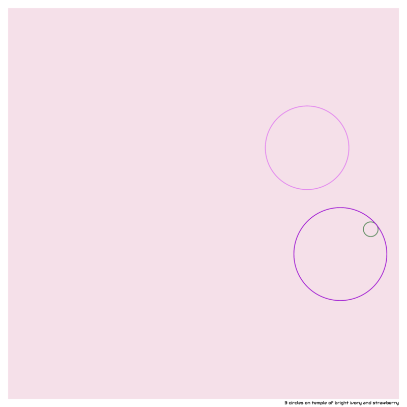 3 circles on temple of bright ivory and strawberry