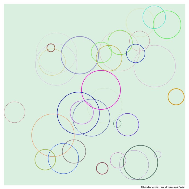 33 circles on rich rose of moon and fusion