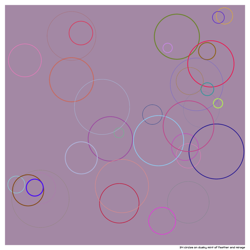 34 circles on dusky mint of feather and mirage