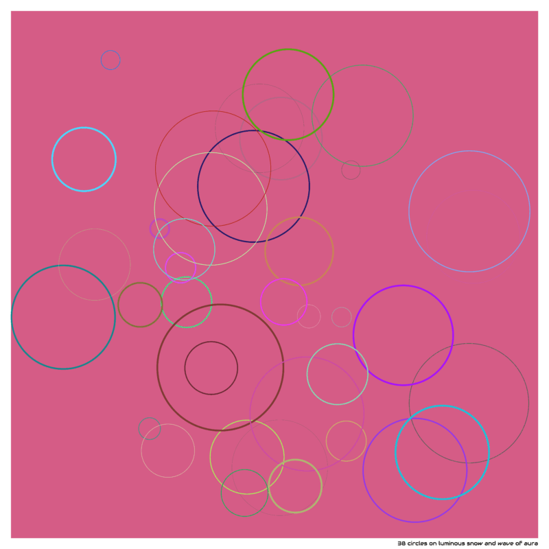 38 circles on luminous snow and wave of aura
