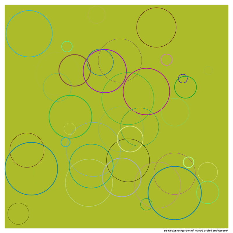 39 circles on garden of muted orchid and caramel