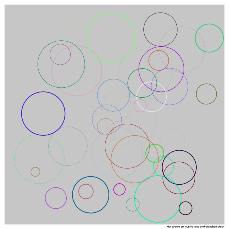 40 circles on mystic rose and bleached black