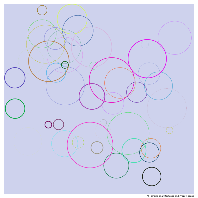 44 circles on veiled rose and frozen cocoa