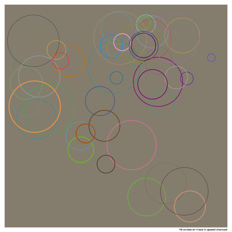 49 circles on trace in glazed charcoal
