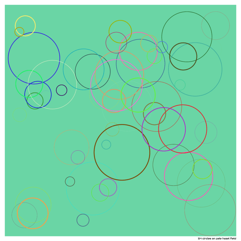 54 circles on pale hazel field