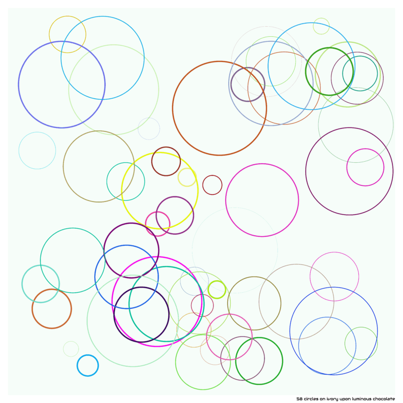 58 circles on ivory upon luminous chocolate