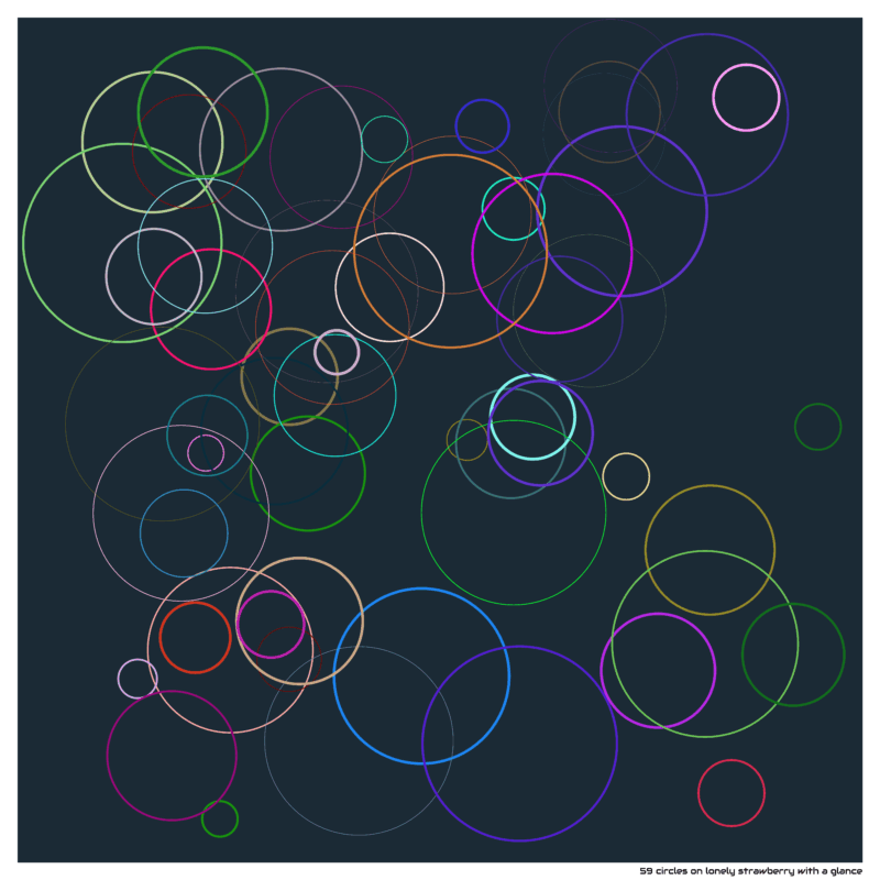 59 circles on lonely strawberry with a glance