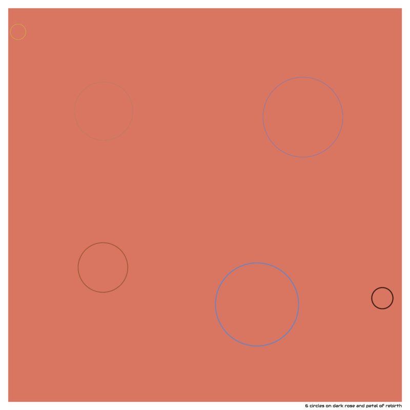 6 circles on dark rose and petal of rebirth