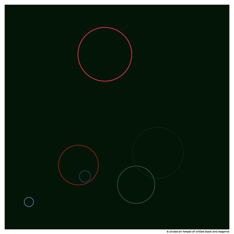6 circles on temple of chilled black and magenta
