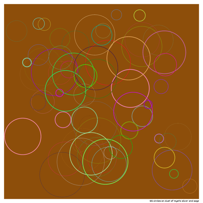 65 circles on dust of mystic silver and sage