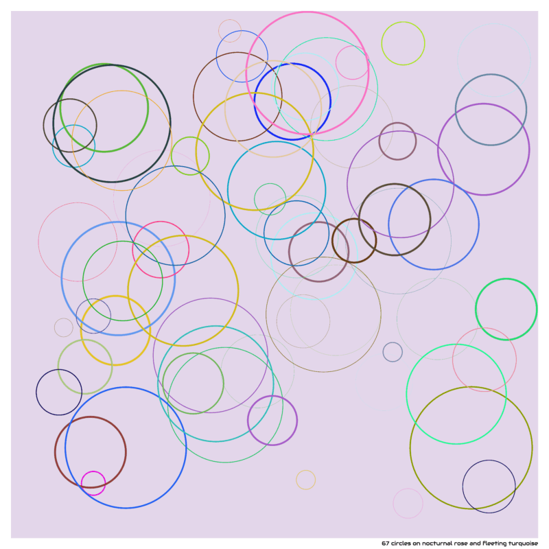 67 circles on nocturnal rose and fleeting turquoise