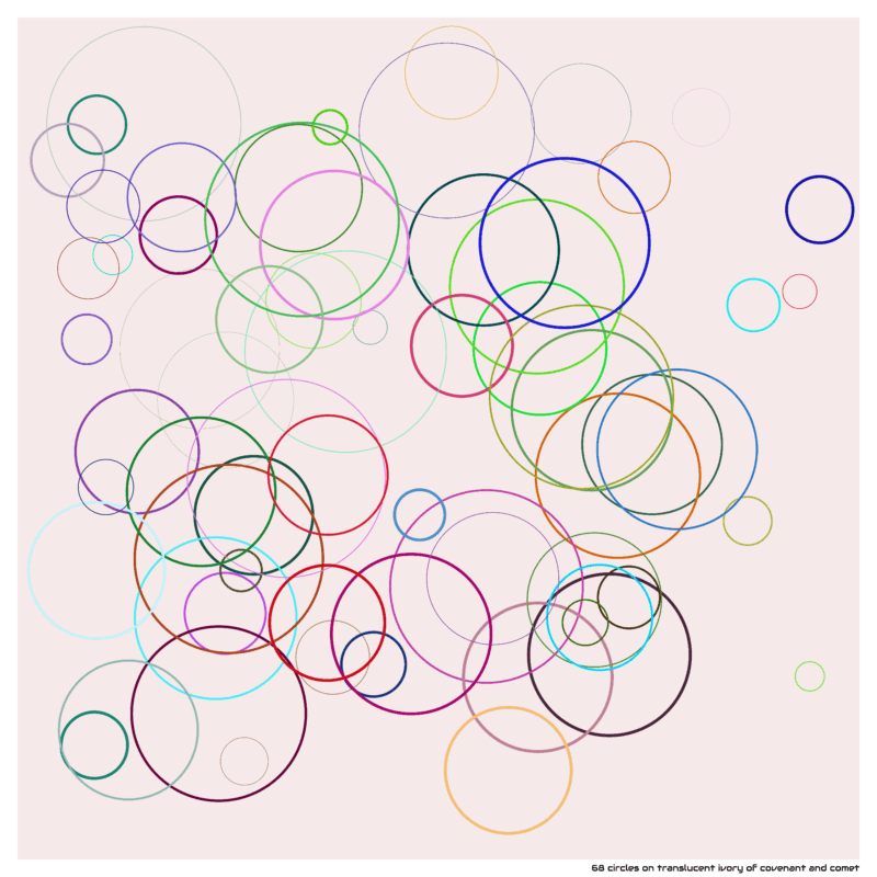 68 circles on translucent ivory of covenant and comet