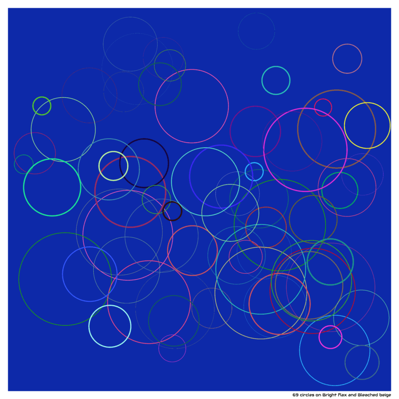 69 circles on Bright flax and Bleached beige