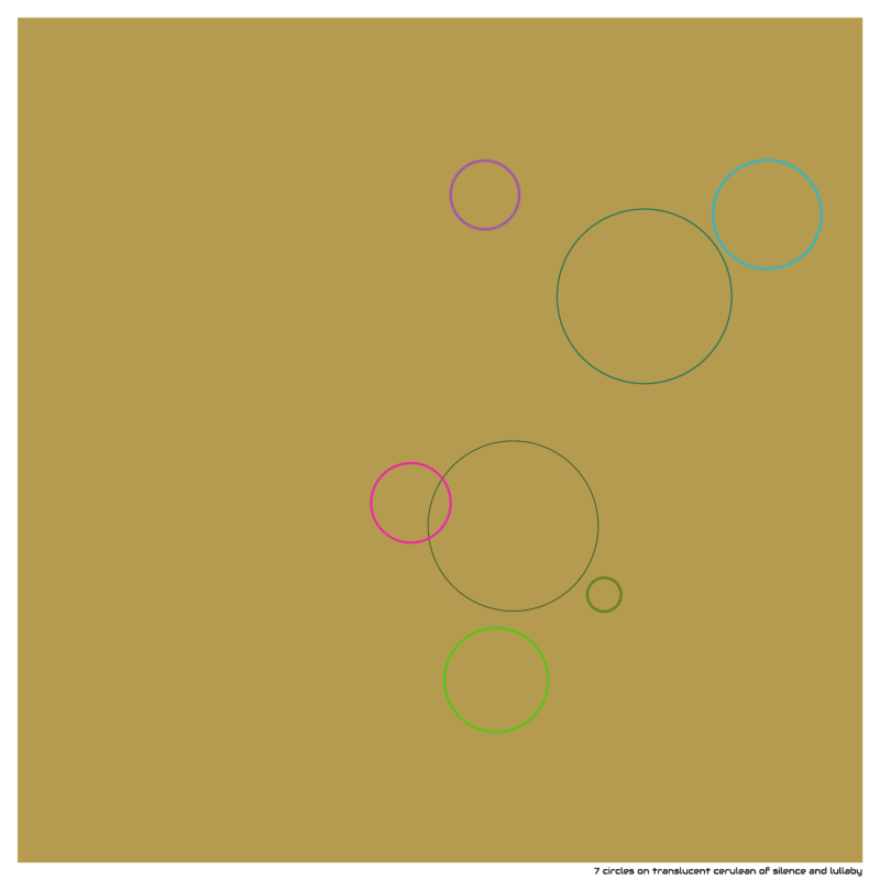 7 circles on translucent cerulean of silence and lullaby