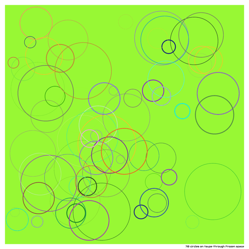 70 circles on taupe through Frozen space