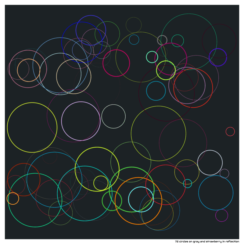 72 circles on gray and strawberry in reflection