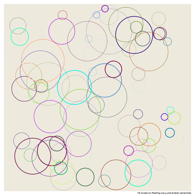 73 circles on fleeting ivory and broken periwinkle