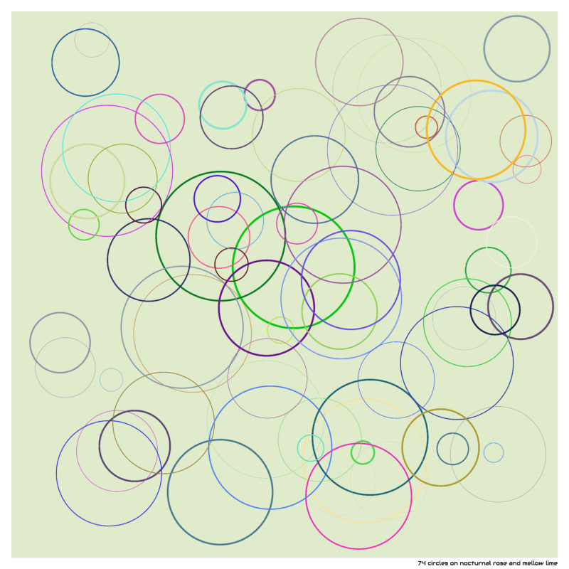 74 circles on nocturnal rose and mellow lime