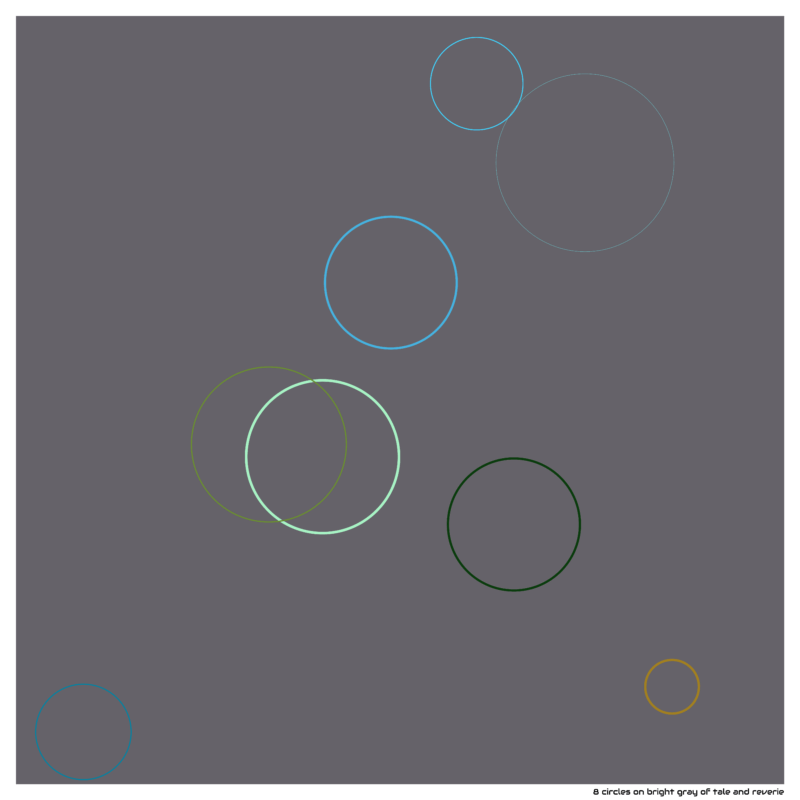 8 circles on bright gray of tale and reverie