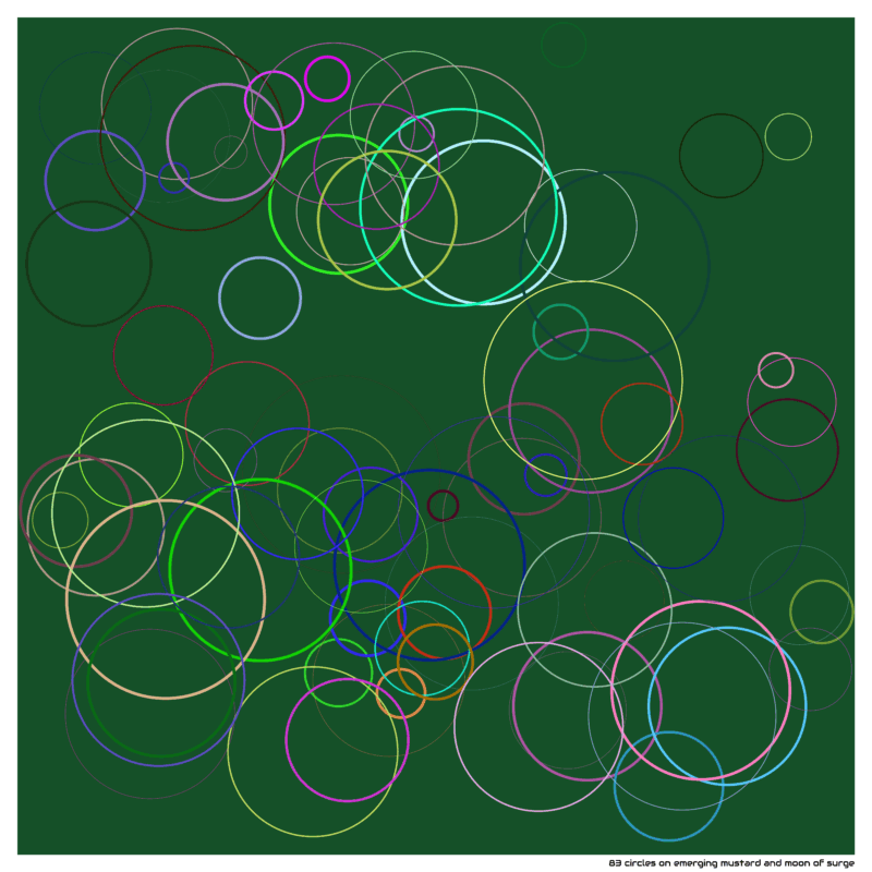 83 circles on emerging mustard and moon of surge