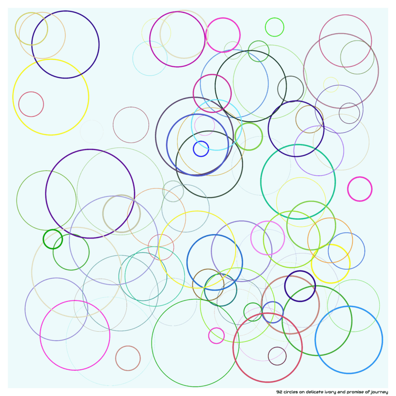 92 circles on delicate ivory and promise of journey