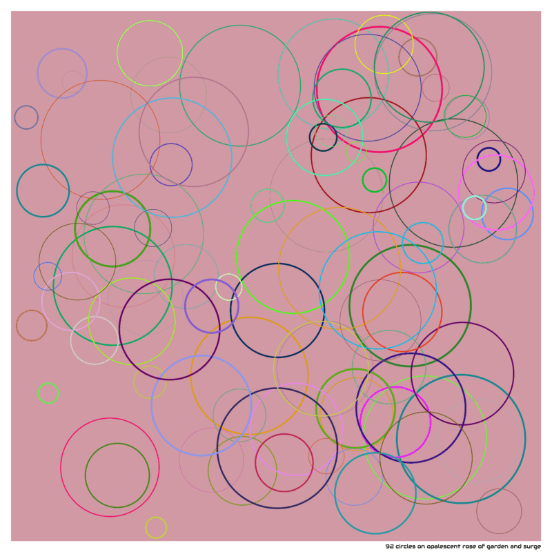 92 circles on opalescent rose of garden and surge