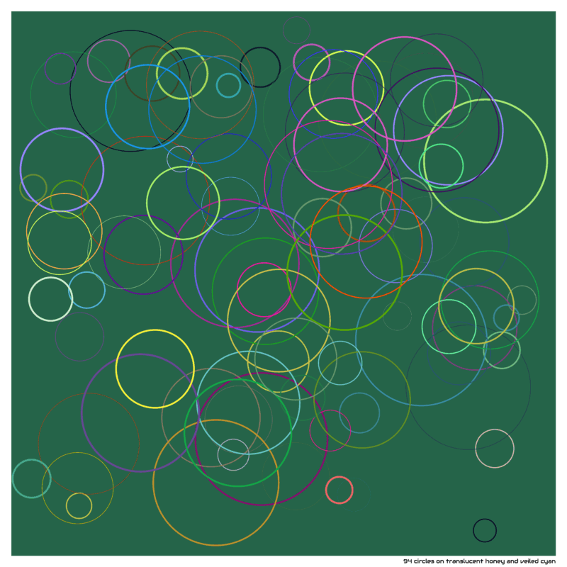 94 circles on translucent honey and veiled cyan