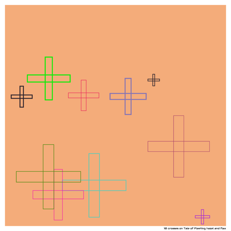 10 crosses on Tale of Fleeting hazel and flax