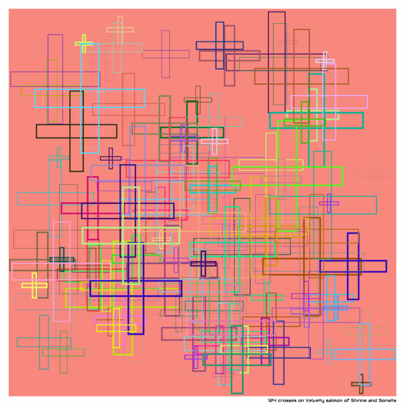 124 crosses on Velvety salmon of Shrine and Sonata