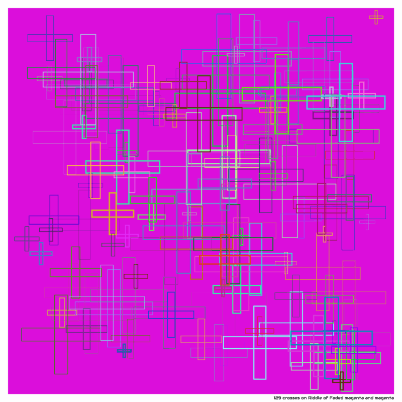 129 crosses on Riddle of Faded magenta and magenta