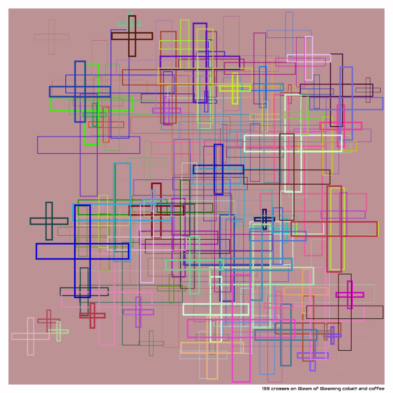 133 crosses on Gleam of Gleaming cobalt and coffee
