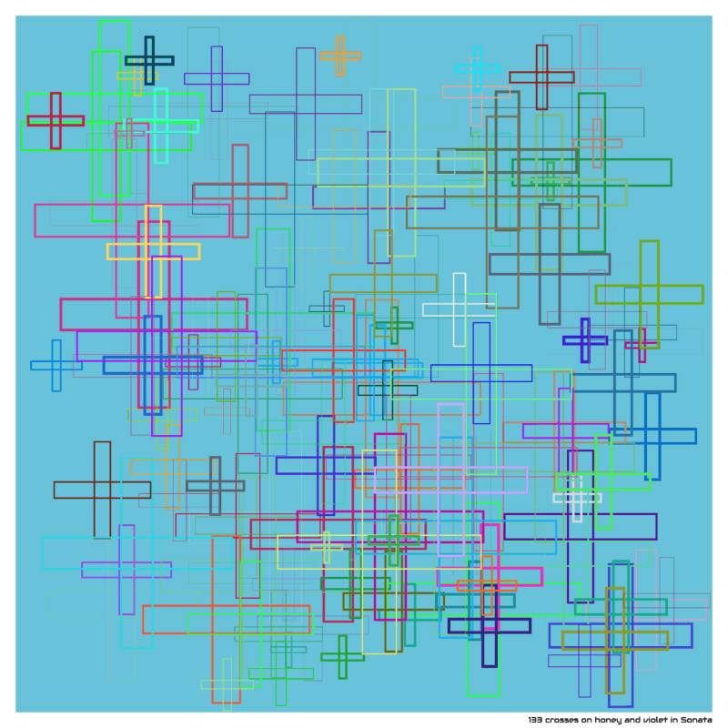 133 crosses on honey and violet in Sonata