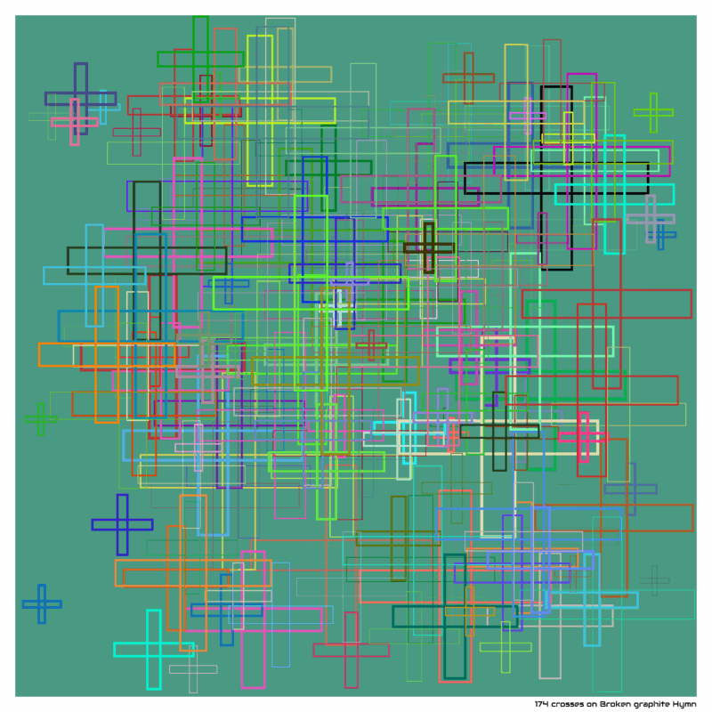 174 crosses on Broken graphite Hymn
