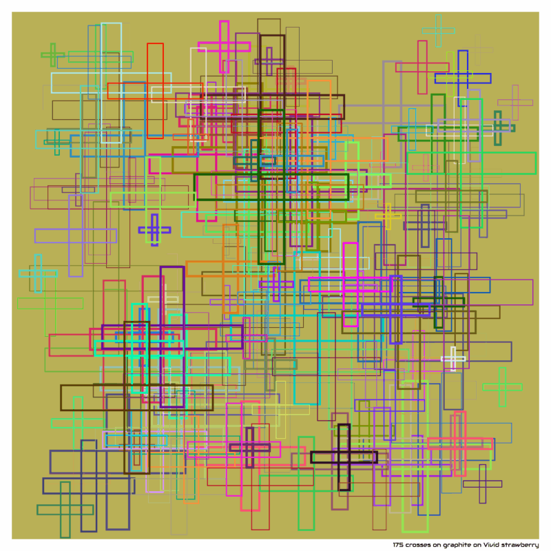 175 crosses on graphite on Vivid strawberry