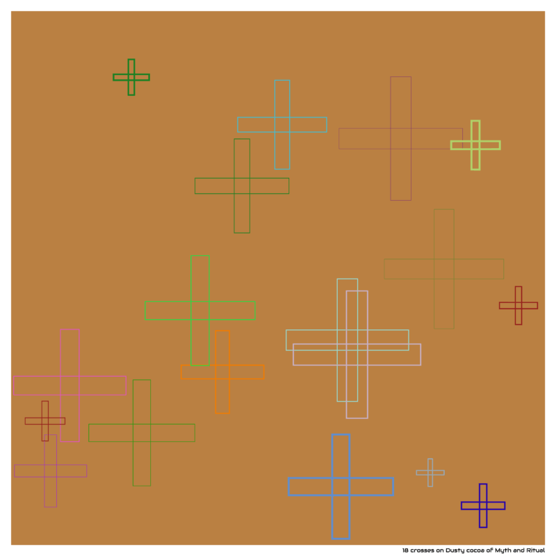 18 crosses on Dusty cocoa of Myth and Ritual