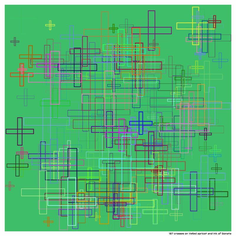 187 crosses on Veiled apricot and Ink of Sonata