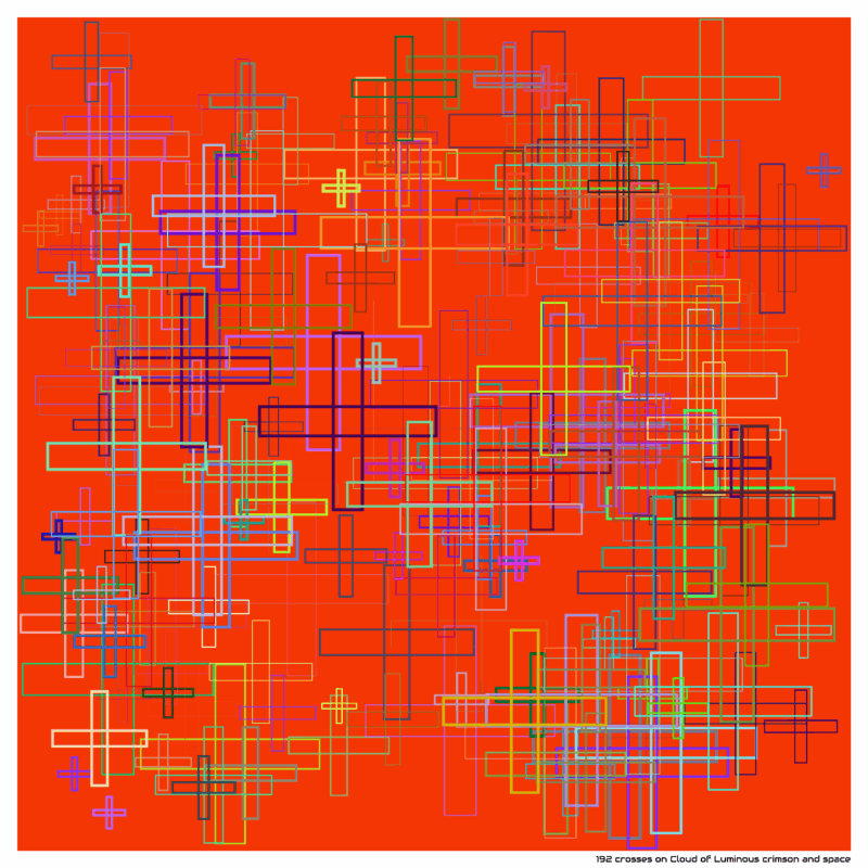 192 crosses on Cloud of Luminous crimson and space