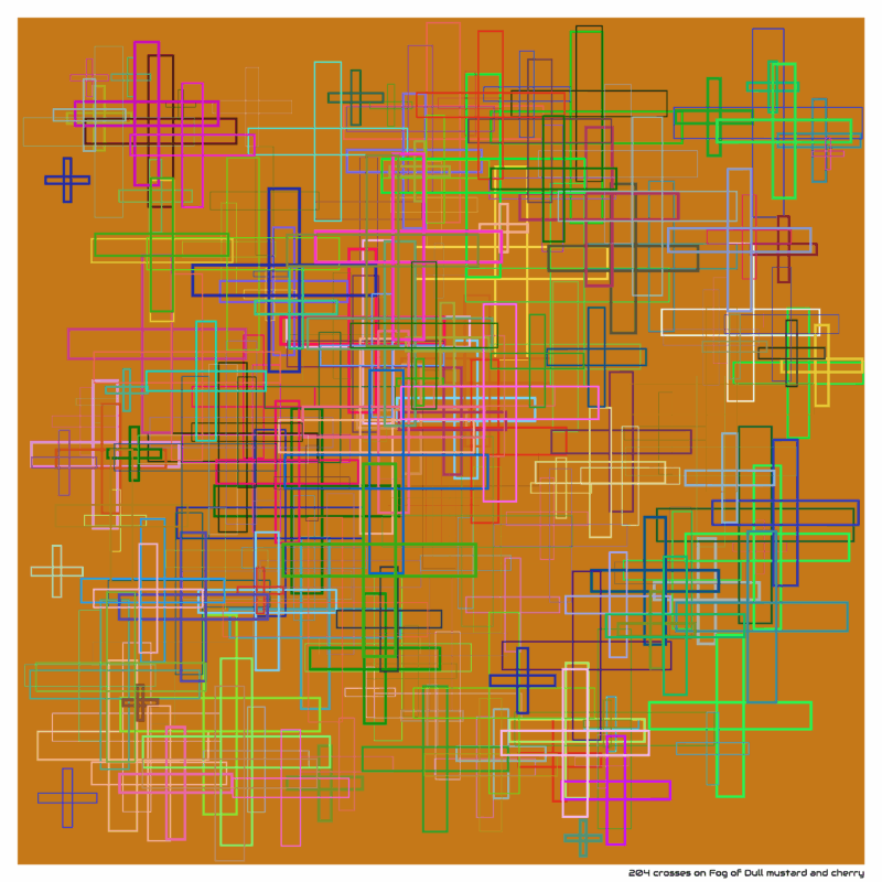 204 crosses on Fog of Dull mustard and cherry