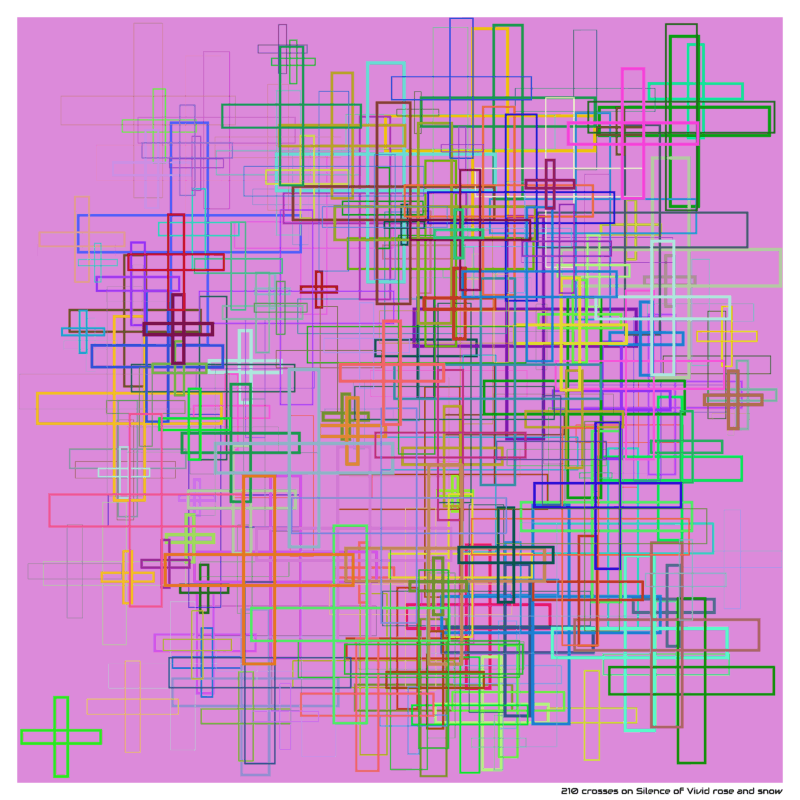 210 crosses on Silence of Vivid rose and snow