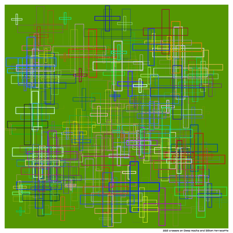 222 crosses on Deep mocha and Silken terracotta