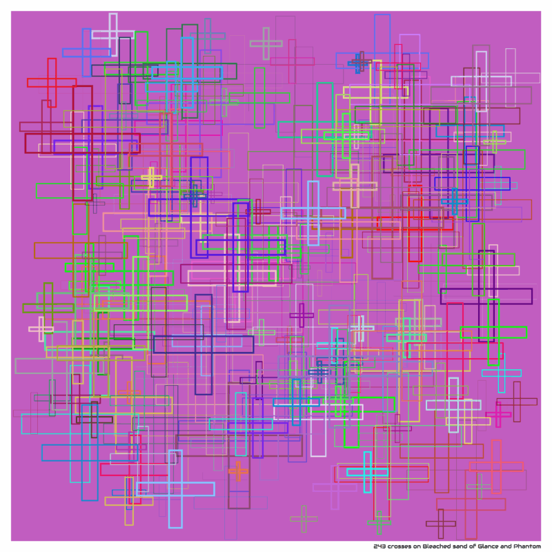 243 crosses on Bleached sand of Glance and Phantom