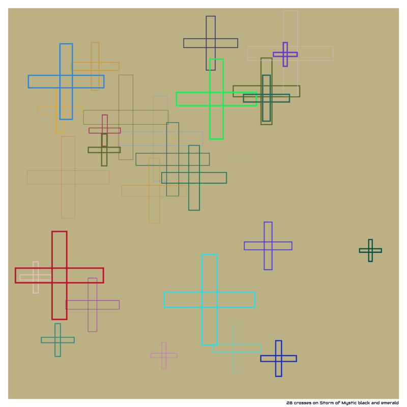 28 crosses on Storm of Mystic black and emerald