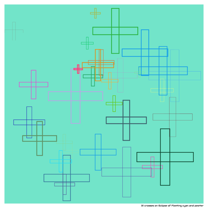 31 crosses on Eclipse of Fleeting cyan and pewter